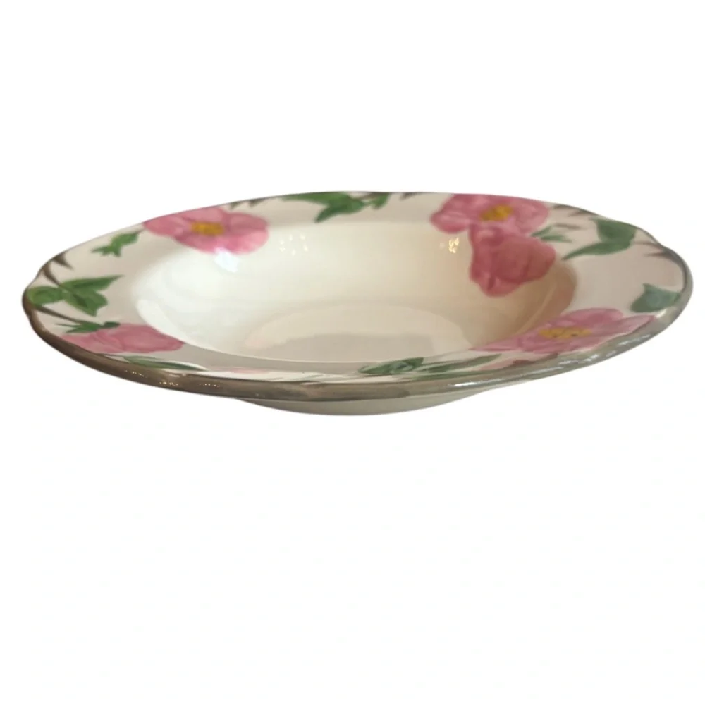 Franciscan Desert Rose 8” Rim Soup Salad Bowl Set 4 Vintage England Cream Pink
